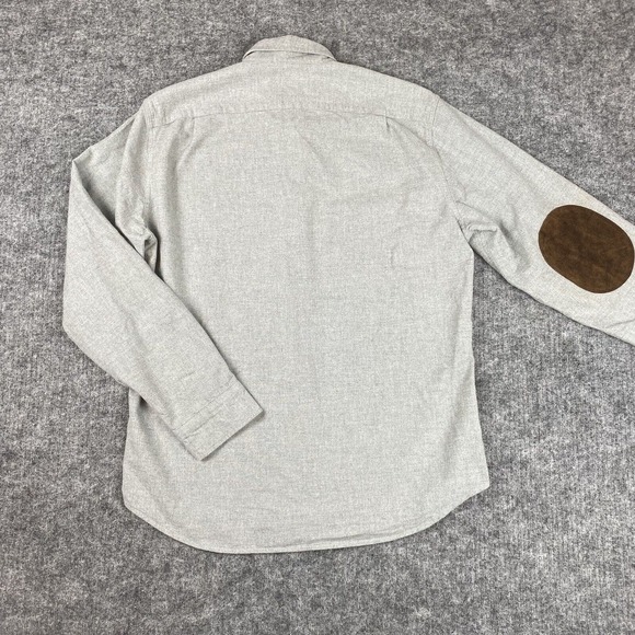 J. Crew Shirt Men Medium Gray Flannel Leather Elbow Patches - Picture 7 of 11